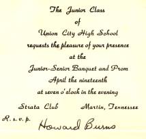 invitation to 1957 Jr/Sr Banquet